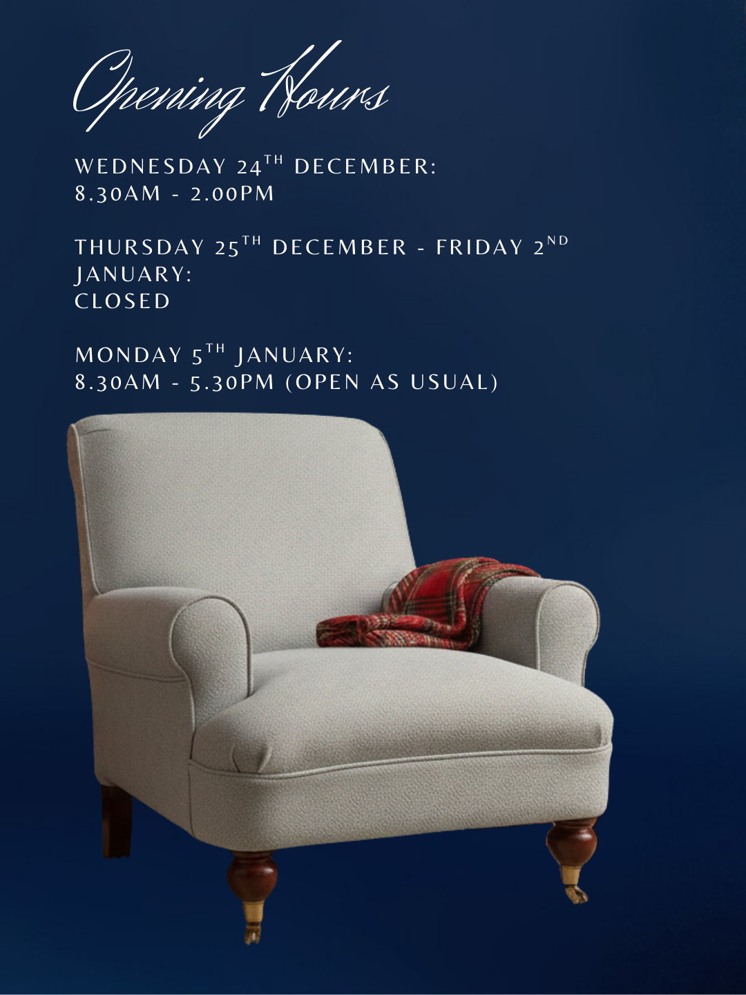 Christmas opening hours
